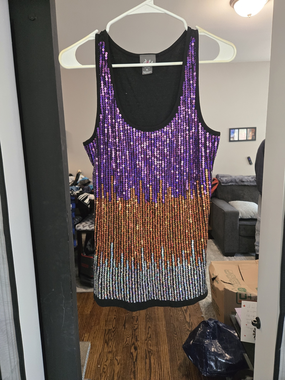Dots Sequin Tank Top in Purple, Orange, Silver